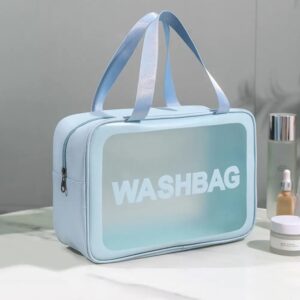 Trousse de toilette imperméable élégante et pratique pour voyages et salle de bain.