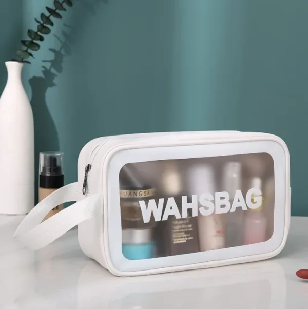 Trousse de toilette imperméable élégante et pratique pour voyages et salle de bain.
