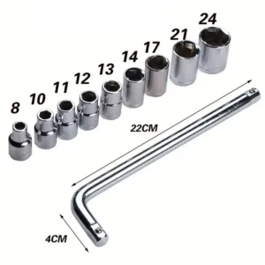 Clé à douilles universelle 10 pièces avec coffret