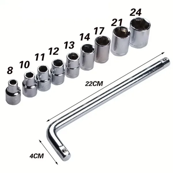Clé à douilles universelle 10 pièces avec coffret