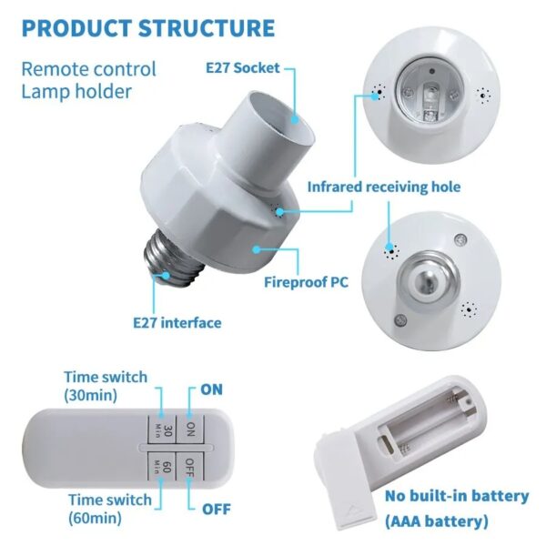 Douille E27 télécommandée avec minuterie pour lampe et ampoule LED au Maroc
