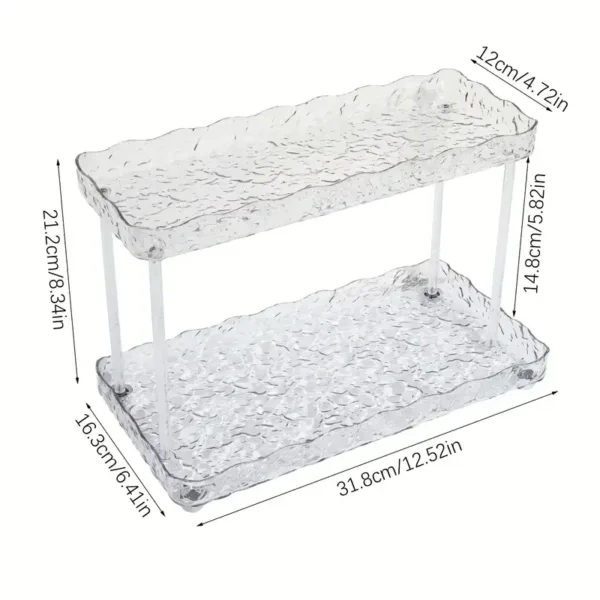 Étagère de rangement cosmétique luxe effet cristal double niveau