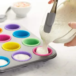 Moules à cupcakes en silicone réutilisables et colorés