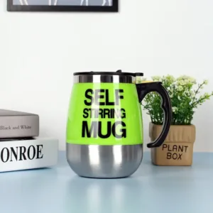 Mug auto mélangeur en acier inoxydable avec fonction de mélange automatique pour boissons chaudes et froides.