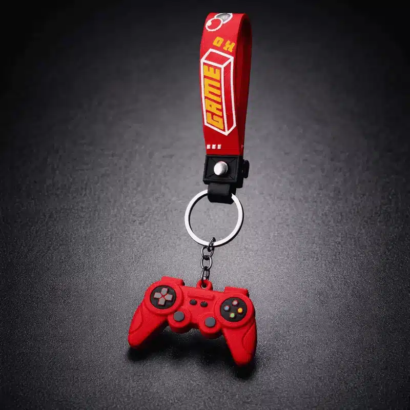 porte-cles-manette-de-jeu-gamer-rouge Porte clés manette de jeu gamer noir avec lanière GAME noire et jaune"