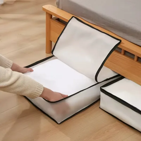 Sac de rangement pliable pour couette avec fermeture éclair et poignées