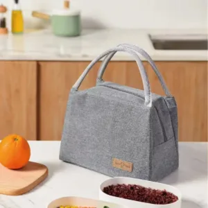 Sac isotherme repas lunch bag gris avec poignées