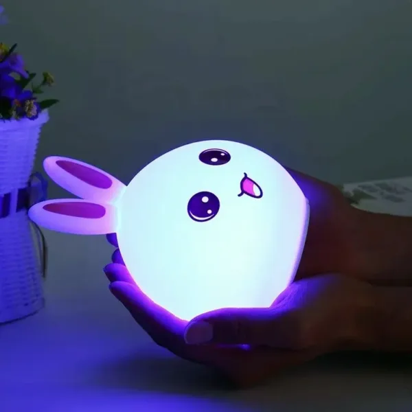Veilleuse lapin LED tactile avec éclairage multicolore, rechargeable par USB, idéale pour la chambre des enfants