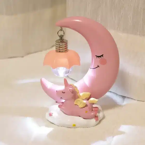 Veilleuse licorne et lune pour chambre d’enfant