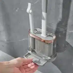 Brosse de toilette en silicone 2 en 1 avec pince intégrée