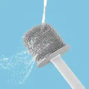 Brosse de toilette en silicone 2 en 1 avec pince intégrée