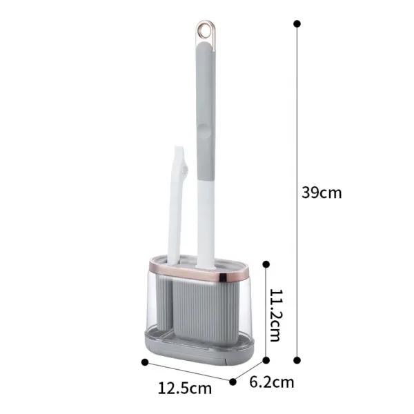 Brosse de toilette en silicone 2 en 1 avec pince intégrée