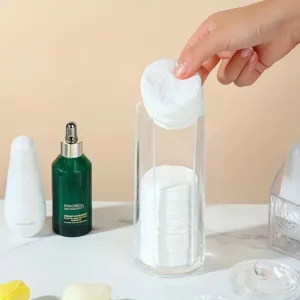 Distributeur de cotons démaquillants en acrylique transparent avec couvercle
