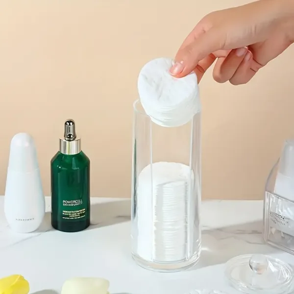 Distributeur de cotons démaquillants en acrylique transparent avec couvercle