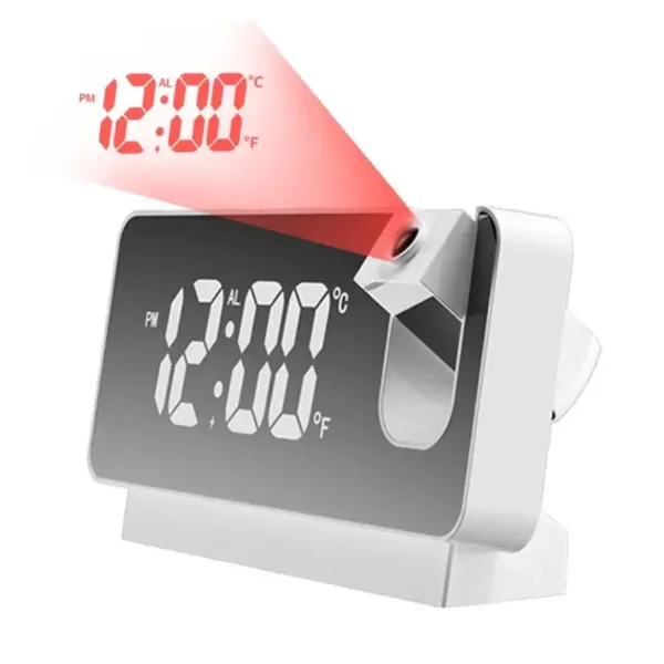 Réveil numérique avec projection LED rouge sur mur ou plafond