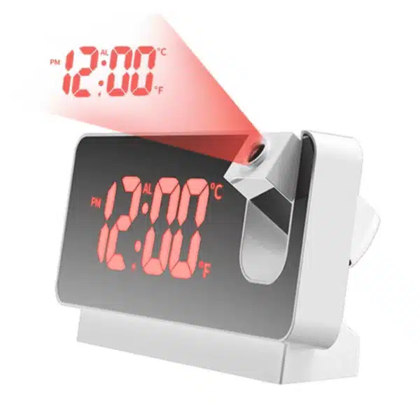 Réveil numérique avec projection LED rouge sur mur ou plafond