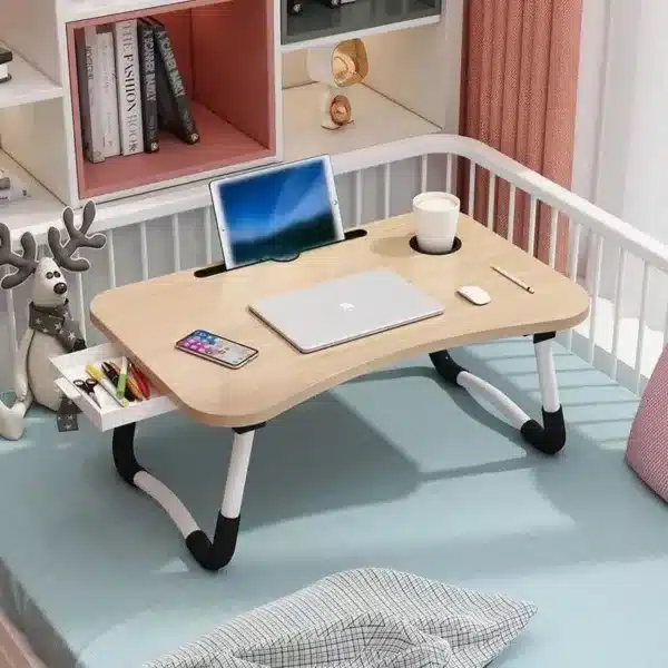 Table de lit pliable avec tiroir intégré