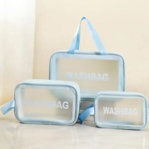 Trousse de toilette imperméable 3 pièces - Bleu