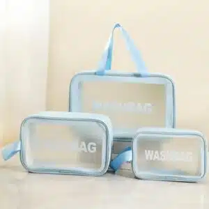 Trousse de toilette imperméable 3 pièces - Bleu