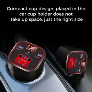 Chargeur allume cigare voiture avec indicateur de tension et ports USB Type-C