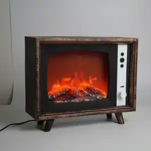 cheminée électrique télé rétro LED style vintage avec effet flamme