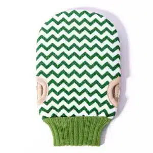 Gant exfoliant de bain doux avec motif zigzag coloré et intérieur en tissu éponge absorbant
