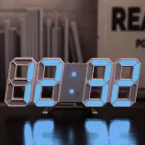 Horloge numérique LED 3D avec affichage lumineux violet