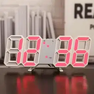 Horloge numérique LED 3D avec affichage lumineux violet