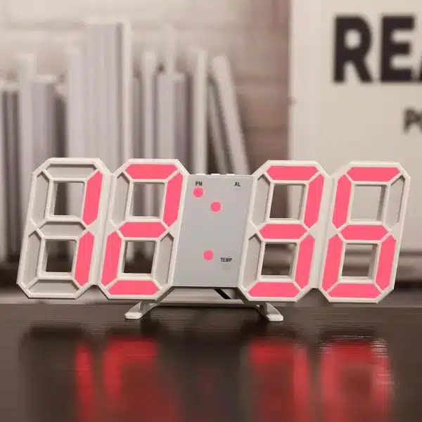 Horloge numérique LED 3D avec affichage lumineux violet