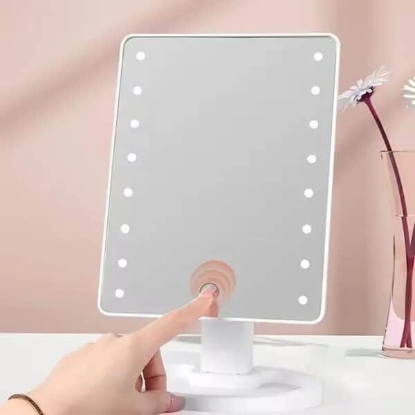 Miroir maquillage LED tactile avec éclairage réglable et design moderne
