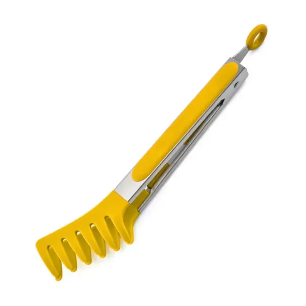 Pince de cuisine en silicone rouge avec embout dents pour attraper les nouilles facilement
