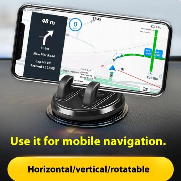 Support téléphone voiture silicone antidérapant pour tableau de bord – position horizontale et verticale