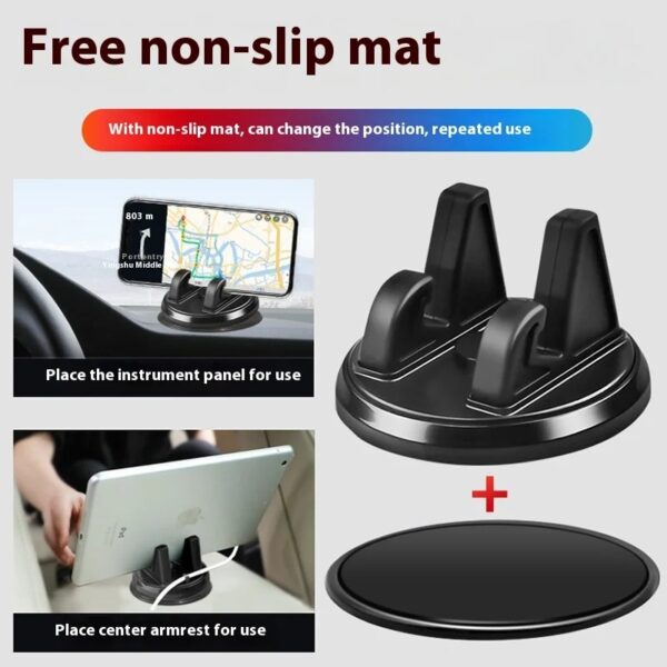 Support téléphone voiture silicone antidérapant pour tableau de bord – position horizontale et verticale