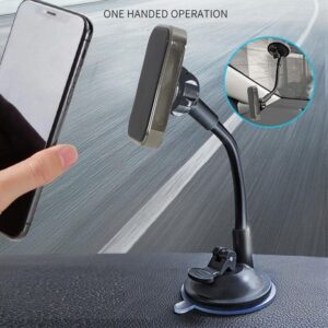 Support téléphone magnétique de voiture avec ventouse et bras flexible orientable à 360°