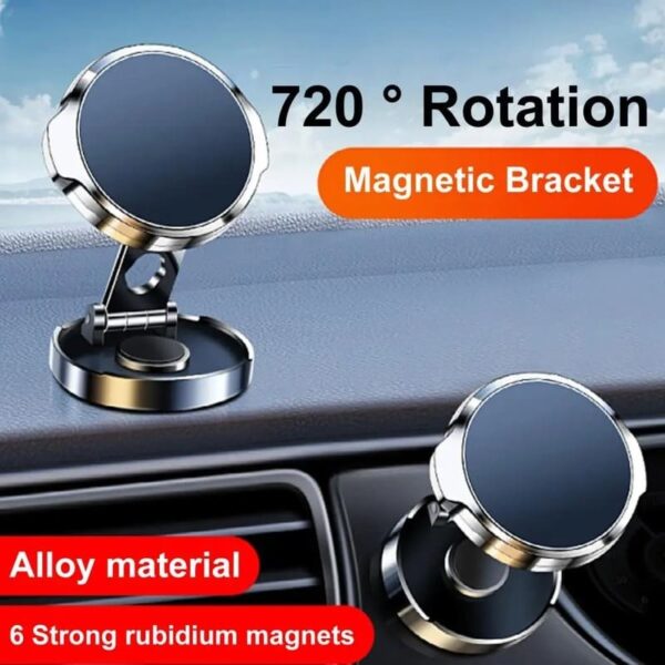 Support téléphone voiture magnétique 720 degrés avec fixation solide et rotation ajustable