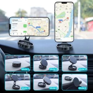 Support téléphone voiture magnétique 720 degrés avec fixation solide et rotation ajustable