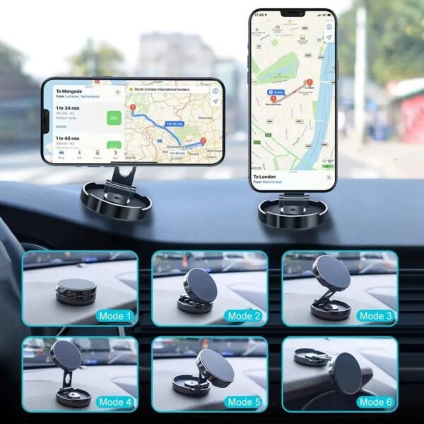 Support téléphone voiture magnétique 720 degrés avec fixation solide et rotation ajustable