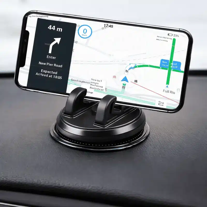 support-telephone-voiture-pour-tableau-de-bord-2-1 Support téléphone voiture noir posé sur le tableau de bord