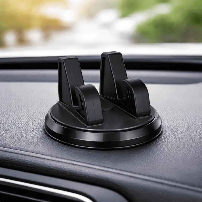 support-telephone-voiture-pour-tableau-de-bord-2 Support téléphone voiture noir posé sur le tableau de bord