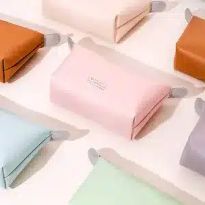 Trousse de maquillage pastel zippée élégante pour rangement cosmétique