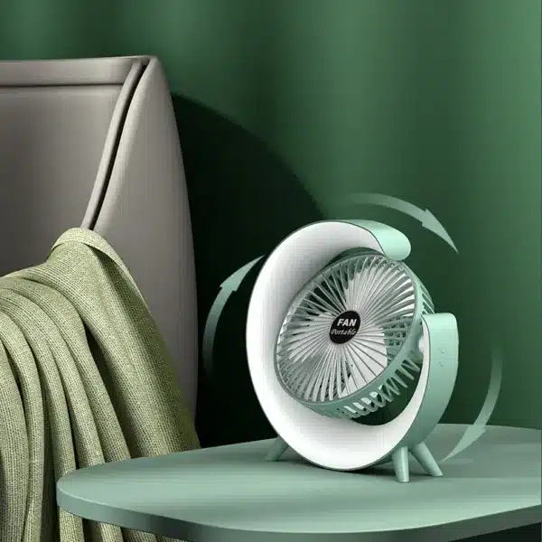 ventilateur portable design LED silencieux avec effet lumineux arc-en-ciel