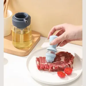 Bouteille d’huile avec brosse silicone intégrée pour barbecue, cuisson et assaisonnement au Maroc