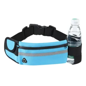Ceinture de sport avec porte-bouteille, poches zippées et rangement téléphone pour running