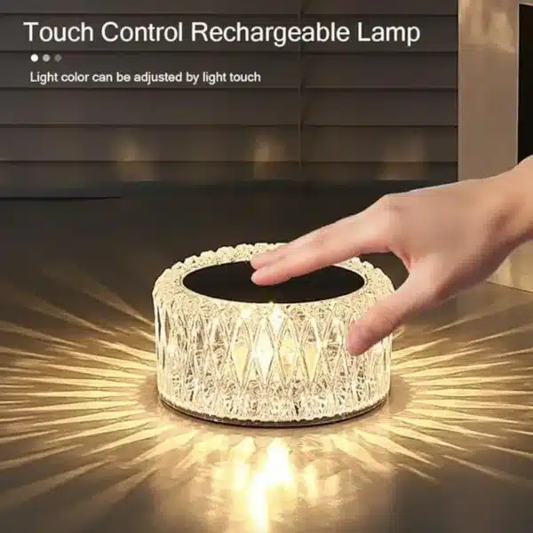 Lampe Cristal LED Rechargeable Multicolore design avec télécommande