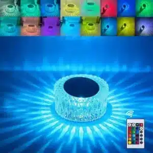 Lampe Cristal LED Rechargeable Multicolore design avec télécommande