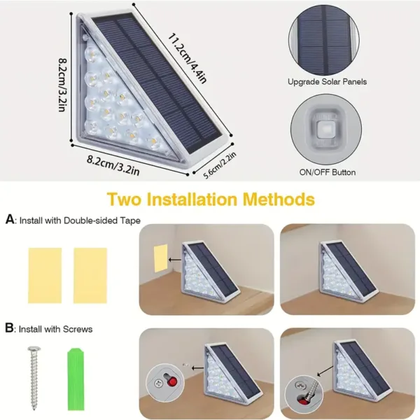 Lampes solaires LED extérieures étanches pour escaliers avec capteur automatique