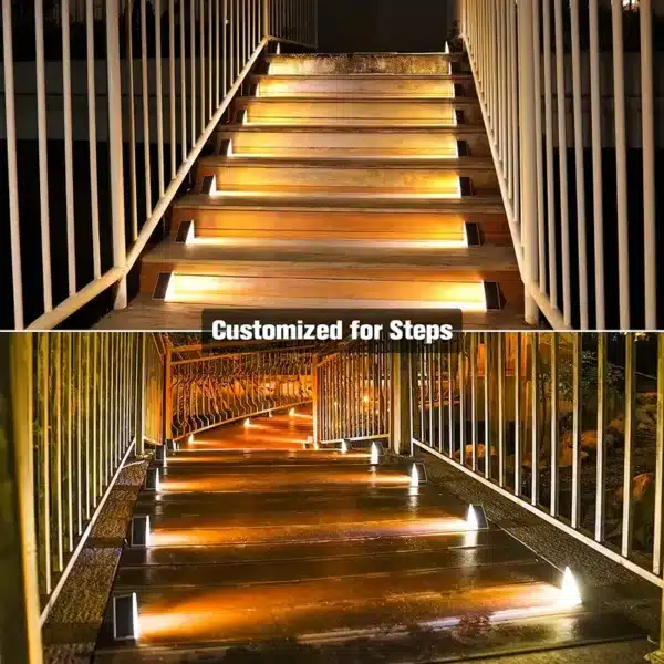 Lampes solaires LED extérieures étanches pour escaliers avec capteur automatique
