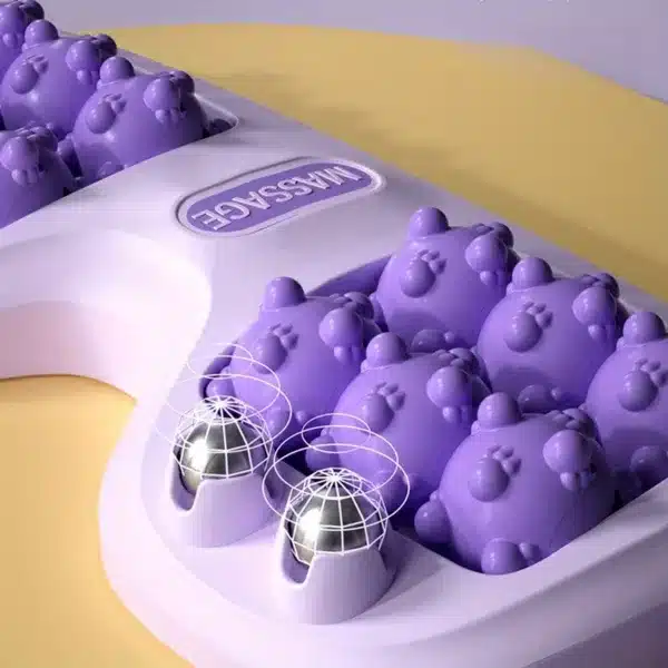 masseur de pieds ergonomique en forme de patte de chat violet