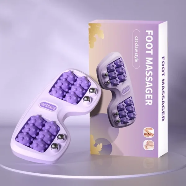 masseur de pieds ergonomique en forme de patte de chat violet