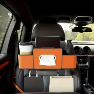 Organisateur voiture dossier siège cuir avec distributeur de mouchoirs et porte-gobelet